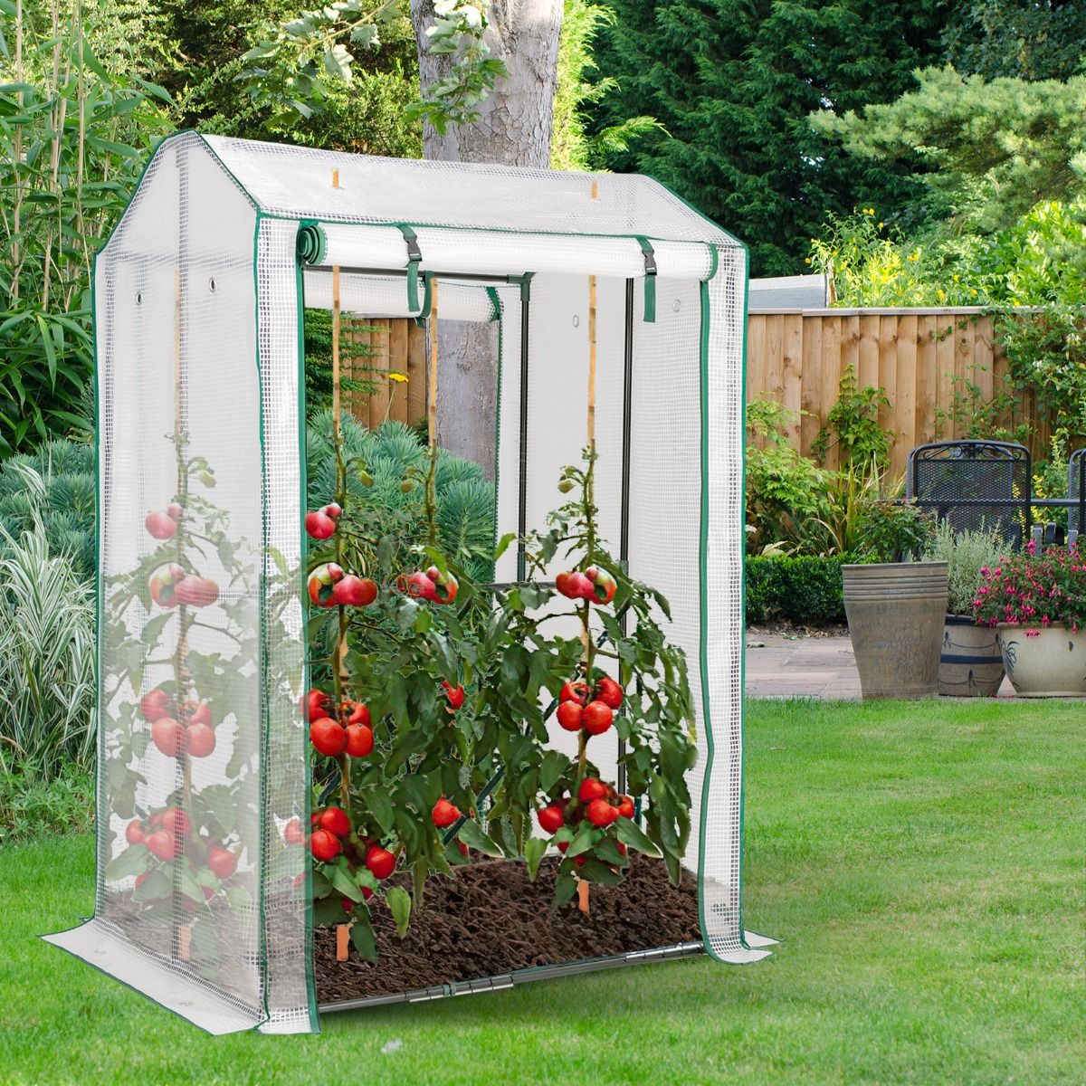 Serre Coast Garden - 2 portes roulantes - avec fermeture éclair - 100 x 81 x 150 cm