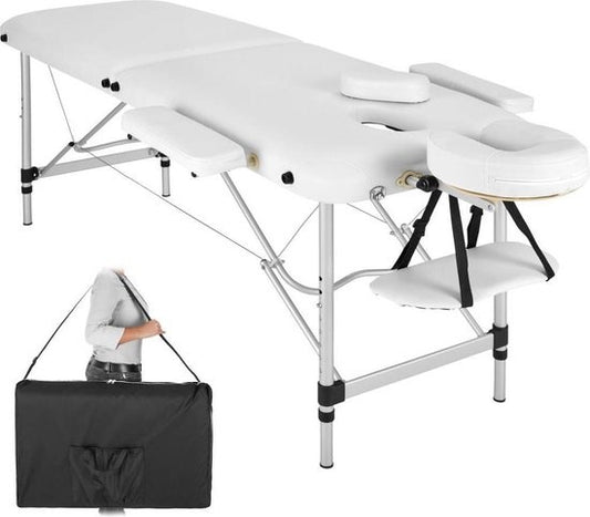 Table de massage 2 zones - matelas 4 cm - alu - blanc - 402788