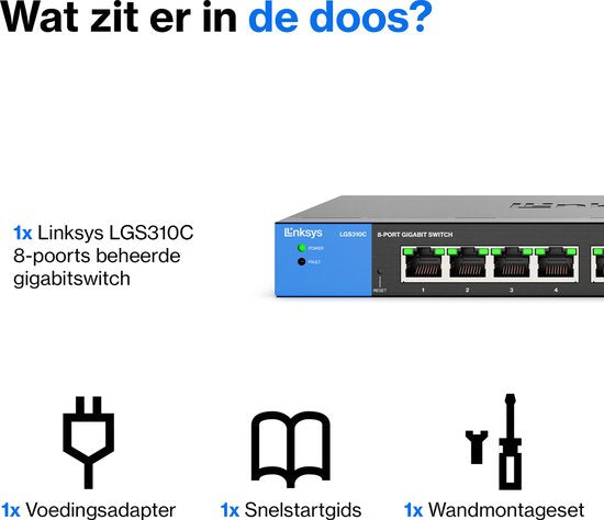 Linksys LGS310C - Commutateur réseau - Géré - 8 ports - 2 ports SFP - Noir