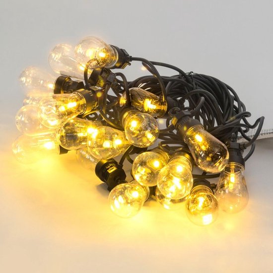 Guirlande lumineuse LED PartyLight - 20 ampoules - 12,5 m - Lumière blanche chaude