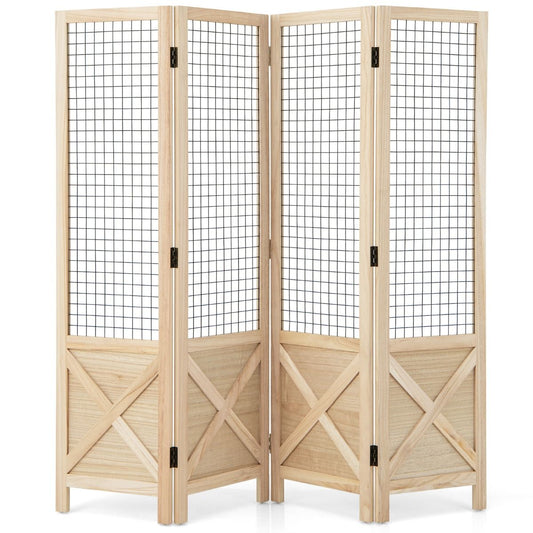 Coast Séparateur de pièce en bois pliable Grille murale 4 pièces - 151 x 144 cm - Naturel