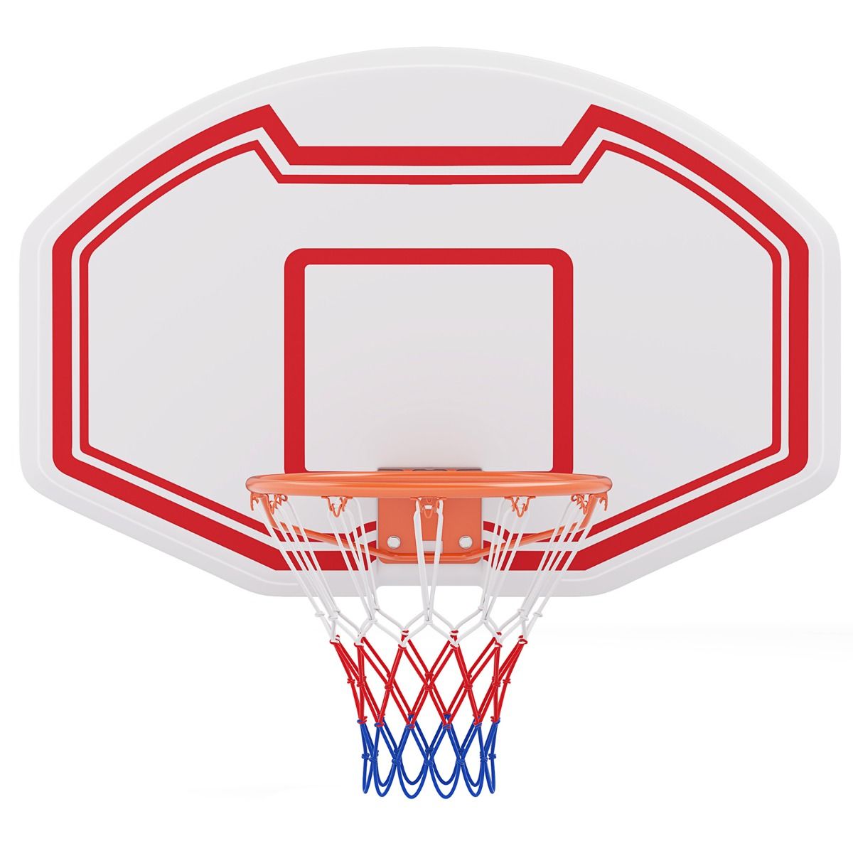 Panier de basket-ball Coast Professional Ø45 cm avec panneau de fond robuste en PE 91x61 cm - Intérieur et extérieur, blanc/rouge