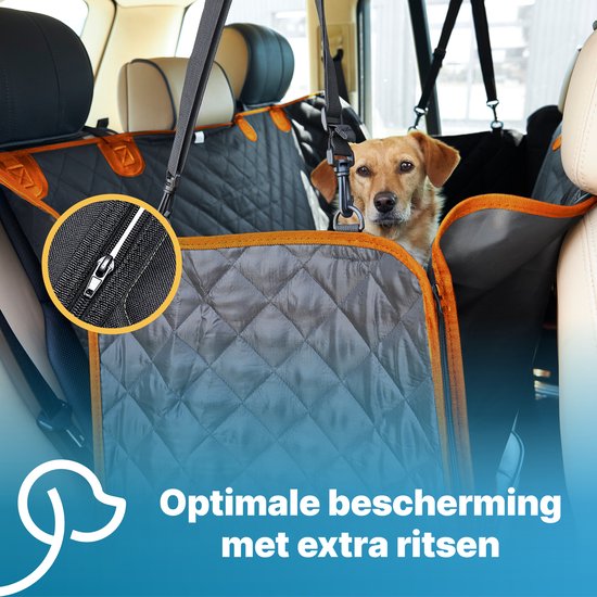 Tapis pour chien Jake et Jacky Siège arrière et coffre de la voiture - Tapis pour chien - Tapis pour chien - Housse de protection pour la voiture - Laisse pour chien, laisses suspendues et sac de rangement inclus