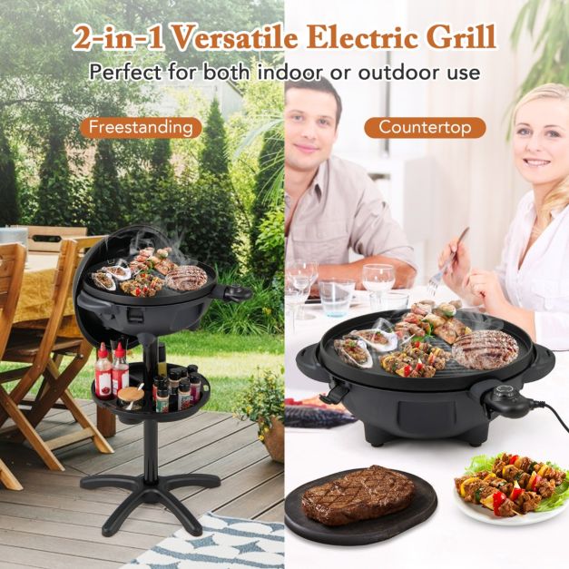 Coast Electric 2-in-1 barbecue & table grill - Ø 40 cm grill noir avec support amovible (63 × 100 cm)