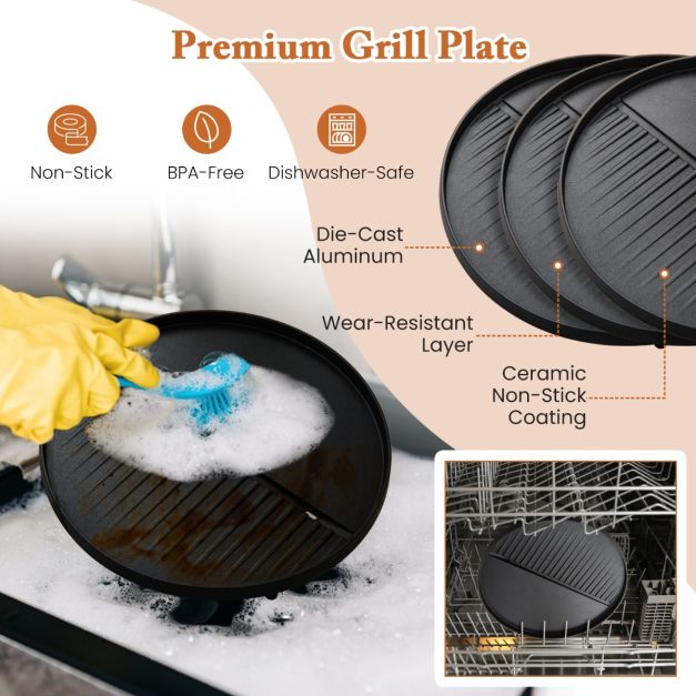 Coast Electric 2-in-1 barbecue & table grill - Ø 40 cm grill noir avec support amovible (63 × 100 cm)