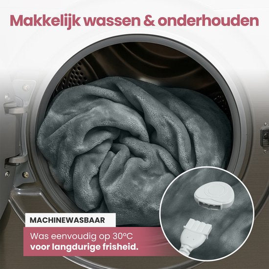 STAUS&BACH Couverture électrique 3XL - Couverture supérieure pour 2 personnes - Couverture chauffante double face en polaire Sherpa - Gris anthracite - 180x160 cm PowerNap