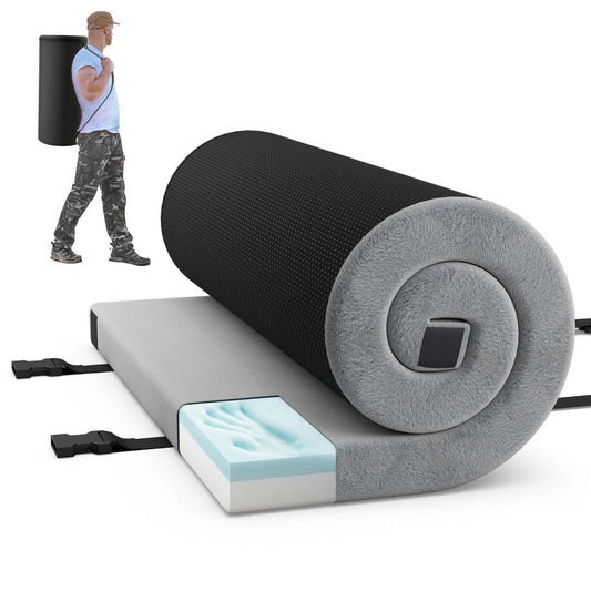 Coast Matelas de Camping Pliable 188x97x6.5 cm - Gris - Matelas confortable en mousse à mémoire de forme et sac de transport