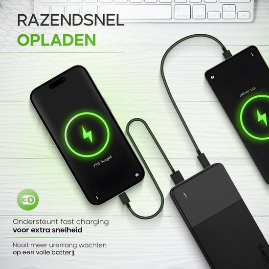 iSetchi BoostMax - Powerbank universel - 30000 mAh - Batterie externe - Pack d'urgence - USB-C & Micro USB - Chargeur portable - Charge rapide 22,5W - Noir