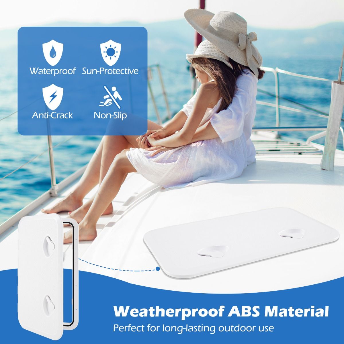 Trappe de bateau Coast - Plastique ABS - 61 x 36 x 4 cm - Blanc