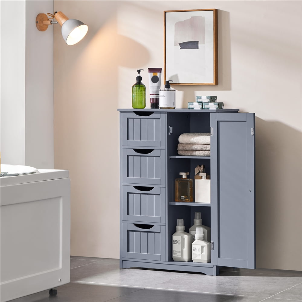 Meuble de salle de bains Yaheetech à 4 tiroirs - 55,9 x 30,5 x 82,6 cm - Gris