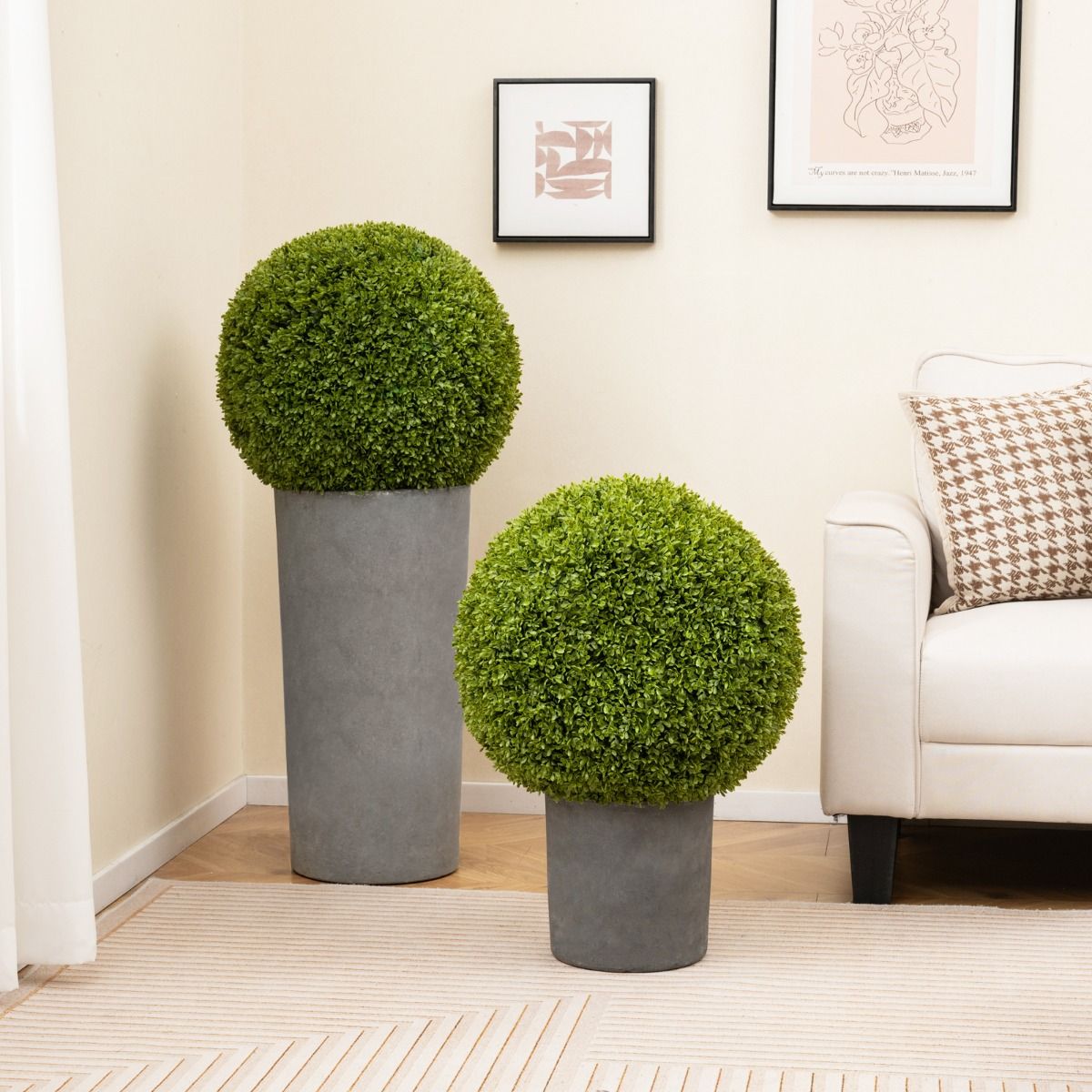 Coast 2 Pièces Bulbes Buxus Artificiels Réalistes Ø 40 & 50 cm - Vert résistant aux UV et à l'eau - Plantes Bulbes Décoratives pour l'Intérieur et l'Extérieur