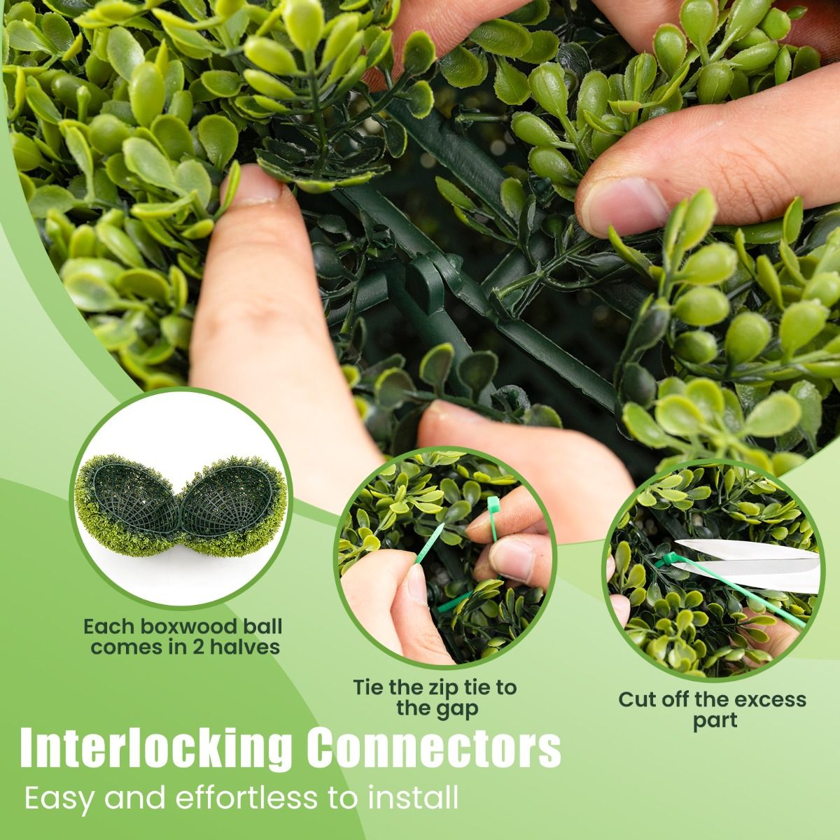 Coast 2 Pièces Bulbes Buxus Artificiels Réalistes Ø 40 & 50 cm - Vert résistant aux UV et à l'eau - Plantes Bulbes Décoratives pour l'Intérieur et l'Extérieur
