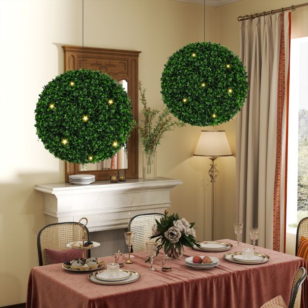 Coast 2 x 52 cm bulbes de buis artificiels résistants aux UV avec des feuilles réalistes, plantes topiaires décoratives pour l'intérieur et l'extérieur, vertes
