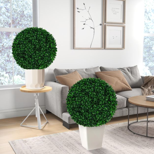 Coast 2 x 52 cm bulbes de buis artificiels résistants aux UV avec des feuilles réalistes, plantes topiaires décoratives pour l'intérieur et l'extérieur, vertes