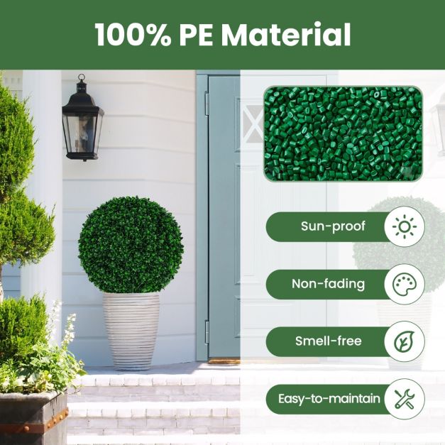 Coast 2 x 52 cm bulbes de buis artificiels résistants aux UV avec des feuilles réalistes, plantes topiaires décoratives pour l'intérieur et l'extérieur, vertes