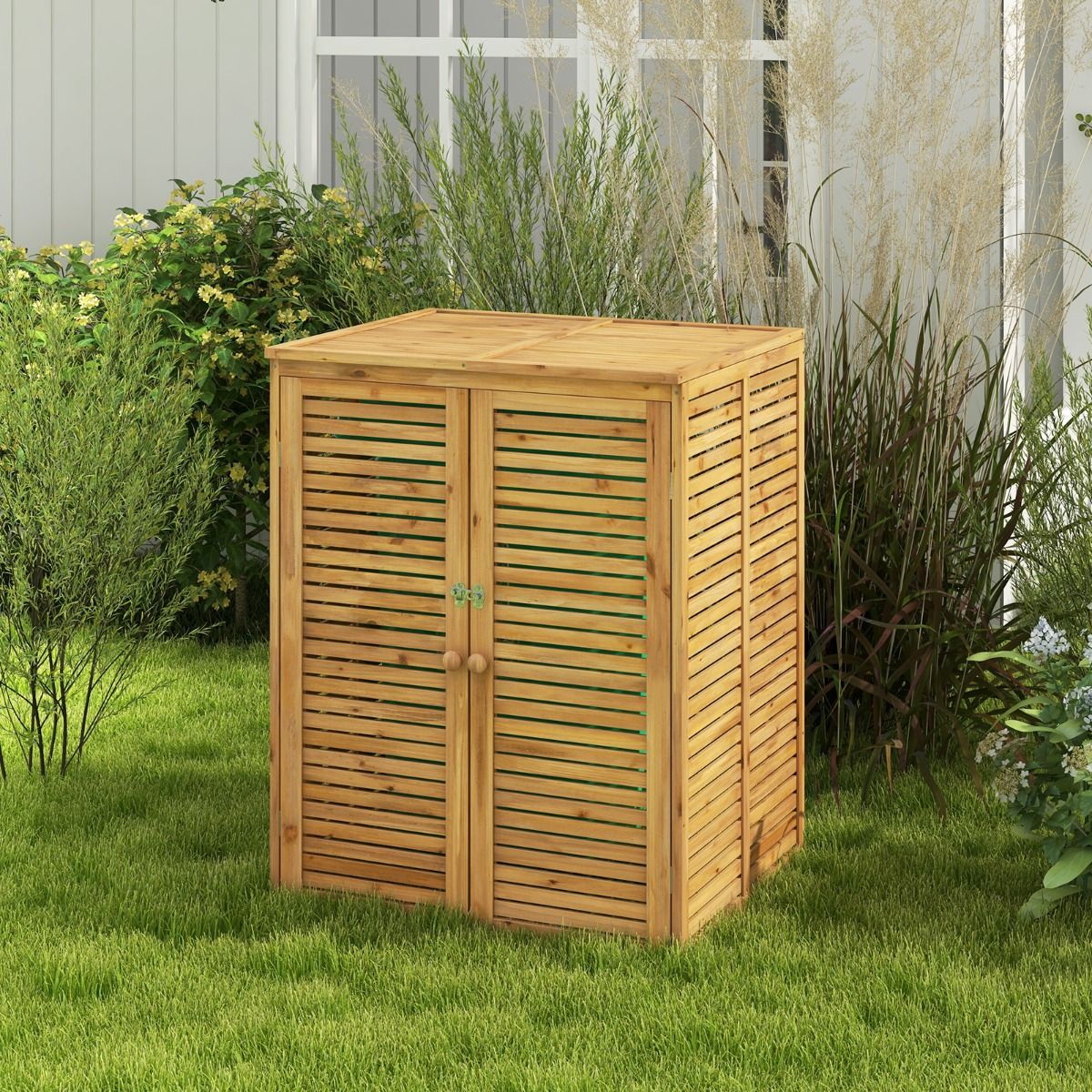 Coast Wooden Waste and Tool Storage 120L for Outdoors - Natural - 86 x 70 x 114 cm