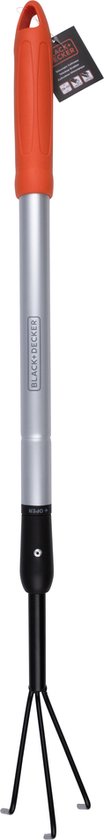 BLACK+DECKER Cultivateur - Manche télescopique 77 - 112 CM - 3 dents - Aluminium/ acier carbone