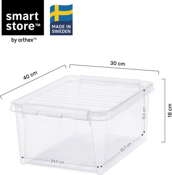 Orthex SmartStore Classic - Boîte de rangement avec séparateurs - Transparente - 14 litres - lot de 3