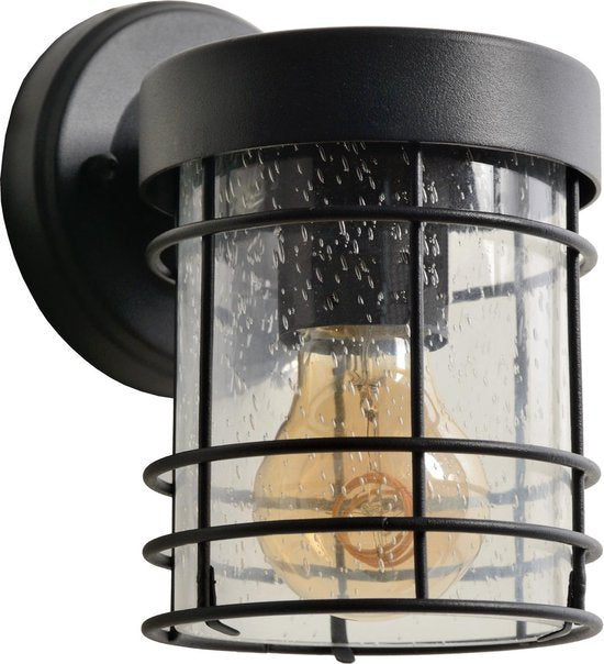 Lucide KEPPEL - Applique murale intérieur/extérieur - 1xE27 - IP23 - Noir