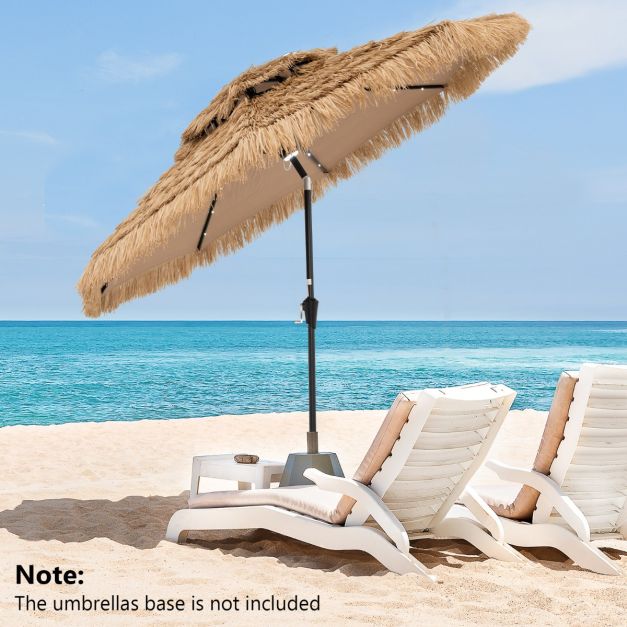 Coast Parasol hawaïen - Ø 270 cm, 32 LED, 35° inclinable - 270 x 256 cm - PP/Polyester/Métal - Naturel