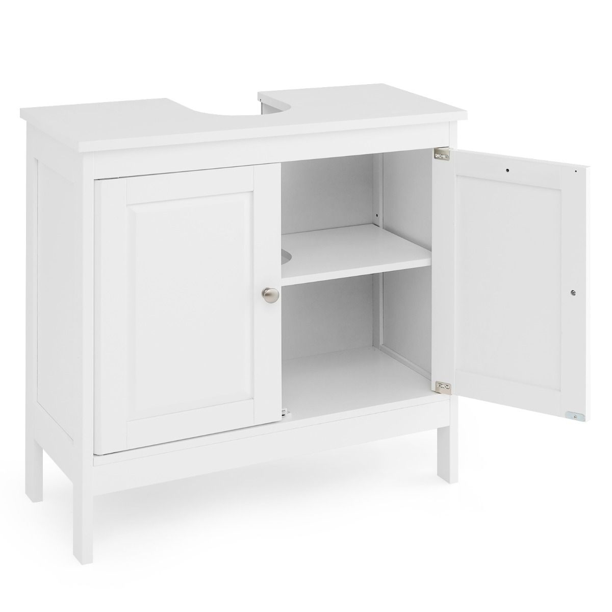 Coast Base Cabinet Sink - 60x30x62 cm - White - Armoire de salle de bain avec 2 portes et étagère réglable