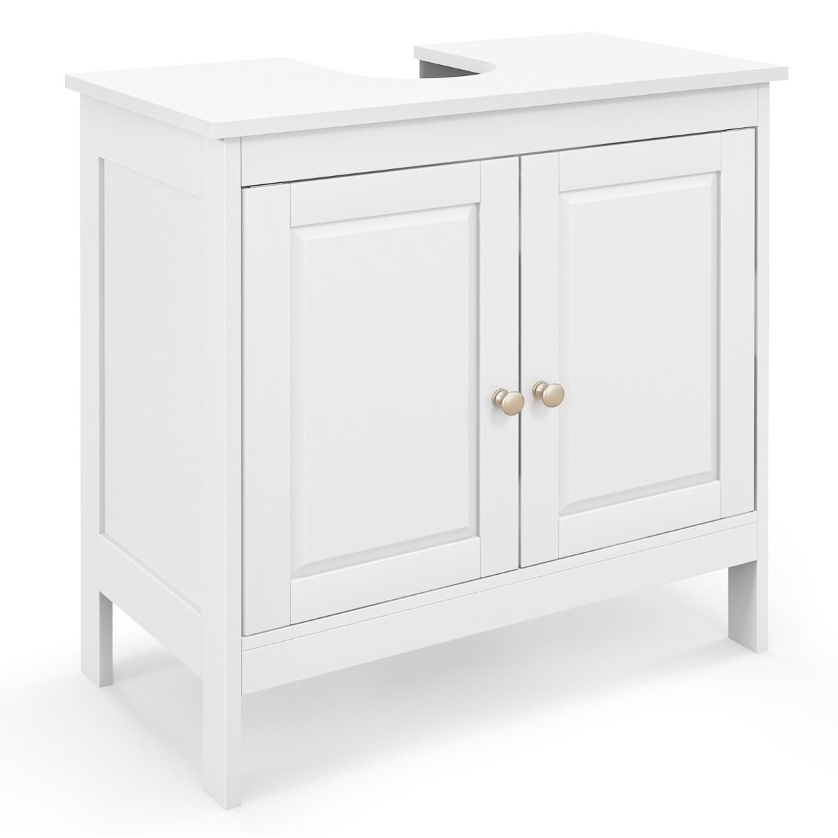 Coast Base Cabinet Sink - 60x30x62 cm - White - Armoire de salle de bain avec 2 portes et étagère réglable