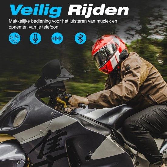Garpex® Casque de moto - Bluetooth - Intercom - Communication - Haut-parleur - Appel mains libres - Facile à utiliser