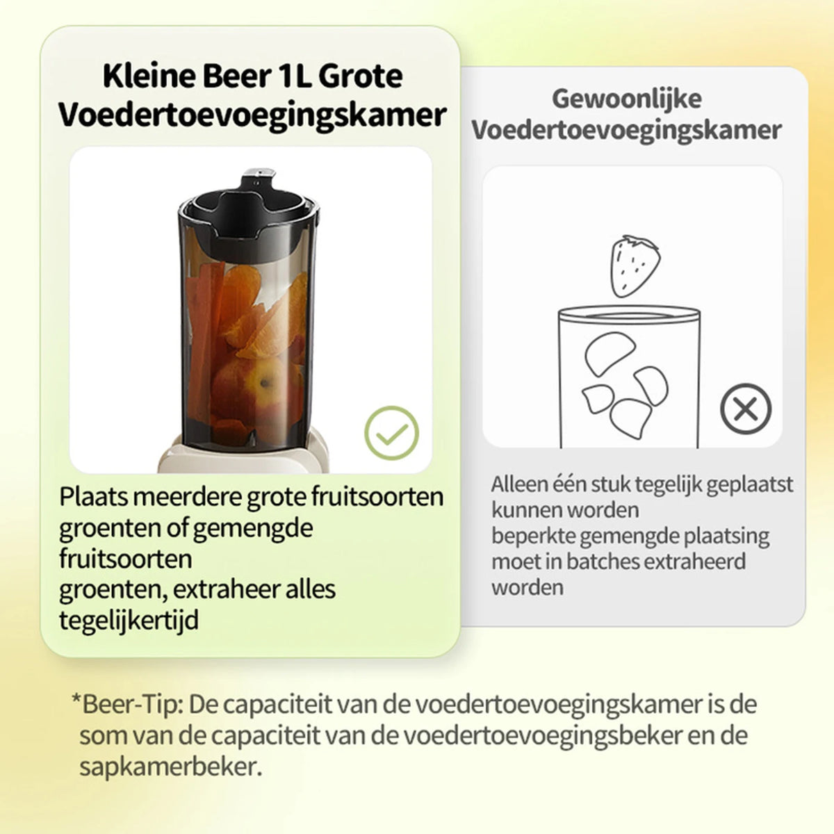 Extracteur de jus Bear Slowjuicer avec ouverture de 80 mm - Extraire le jus sans couper les fruits