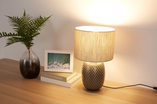 Lampe de table LED Pauleen Pretty Classy - E27 - 60 W max. - Salon, chambre et salle à manger - Gris/beige