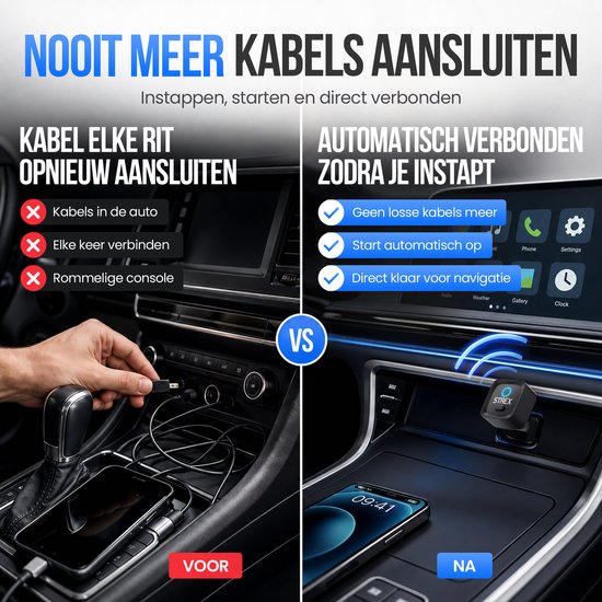 Adaptateur sans fil Strex compatible avec Apple CarPlay et Android Auto - Dongle sans fil - USB-A et USB-C - Plug and Play