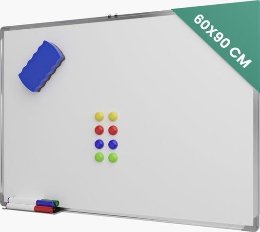 Tableau blanc - Avalo - 60x90 cm - 14 en 1 set - Tableau blanc magnétique incluant marqueurs, aimants et gomme