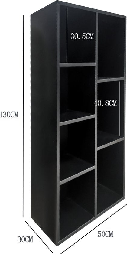 Bibliothèque Vakkie 7 étagères ouvertes - armoire murale - noir