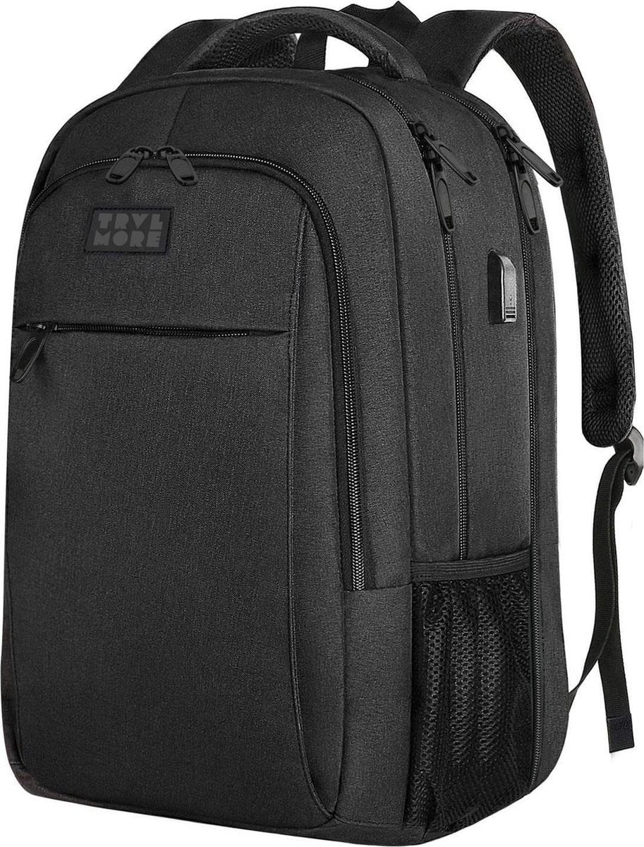 TRVLMORE Sac à dos - 36L - 17.3 inch - Sac à dos pour ordinateur portable - Sac d'école - Unisex - Splashproof Black