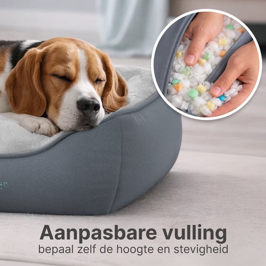CozySense® Coussin orthopédique pour chien 75x45 cm Taille M - Imperméable et lavable - Coussin de banc et lit pour chien - Tissu Sherpa ultra doux - Gris & Anthracite