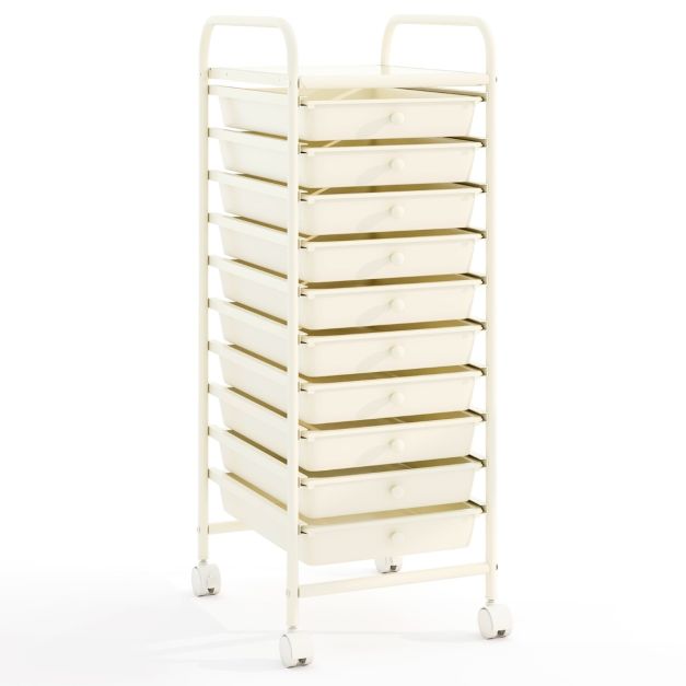 Chariot de rangement Coast - Métal - 10 tiroirs - Roues 360° - 33x37x86 cm - Noir