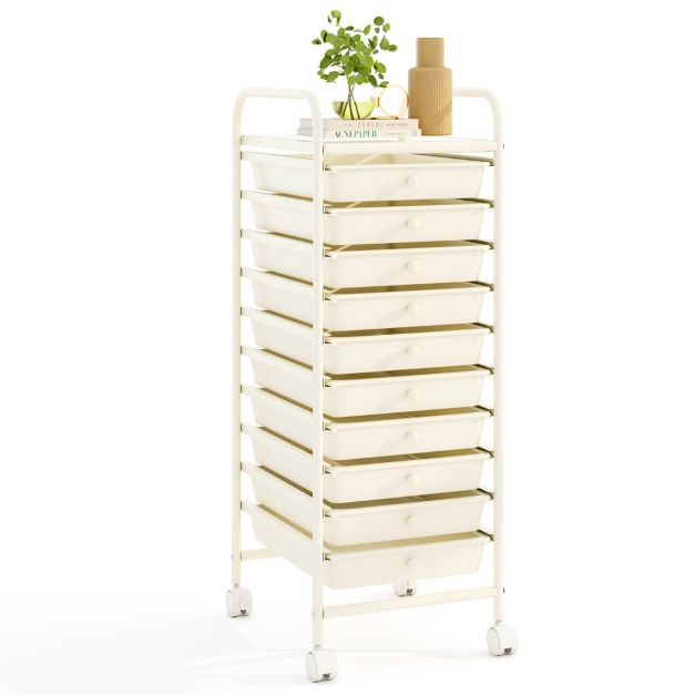Chariot de rangement Coast - Métal - 10 tiroirs - Roues 360° - 33x37x86 cm - Noir