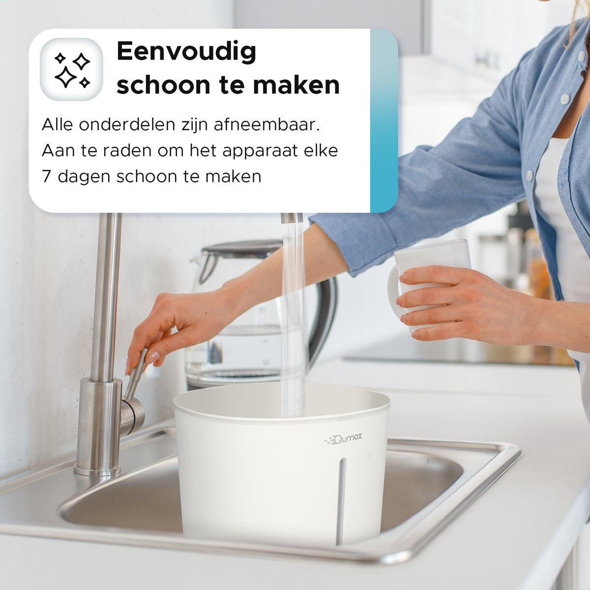 Qumax Humidificateur avec Aromathérapie - Humidificateur - Nébulisateur - Différents niveaux - Design silencieux - 2.8L