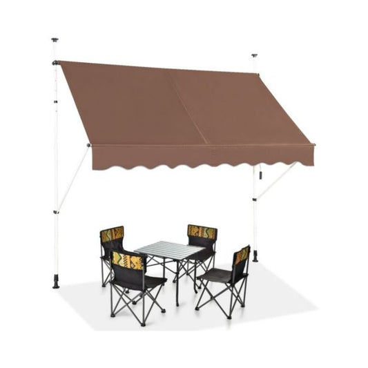 Parasol rétractable Coast 200cm - Hauteur réglable 200-300cm - Marron - Cadre en aluminium et toile Oxford résistante aux UV