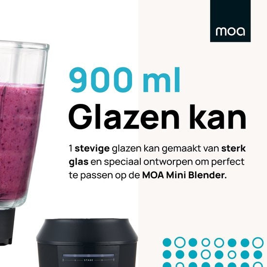 MOA Extra Glass Jug for Blender - Pichet solide pour le Mini Blender MB10 - 900ml - MBJ10