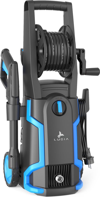 Nettoyeur haute pression Lugia - 135 bars - 1 600 W - 430 L/h - Pack comprenant un nettoyeur de terrasse, une brosse rotative et une buse turbo