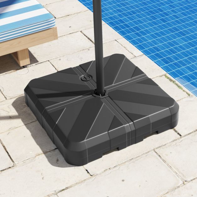 Coast Robust Black Parasol Base 67x67x13 cm - Remplissable avec de l'eau et du sable jusqu'à 80 kg, Portable Square Parasol Stand for Offset Parasol 300 cm