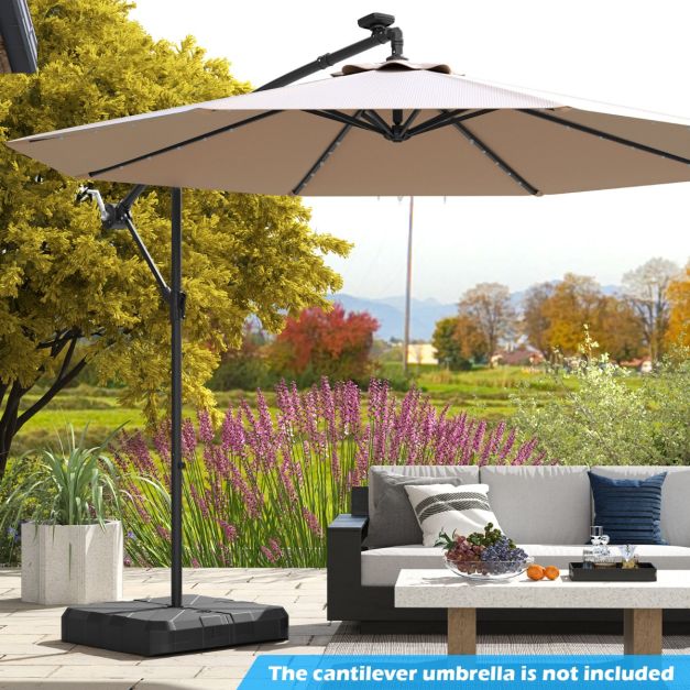 Coast Robust Black Parasol Base 67x67x13 cm - Remplissable avec de l'eau et du sable jusqu'à 80 kg, Portable Square Parasol Stand for Offset Parasol 300 cm