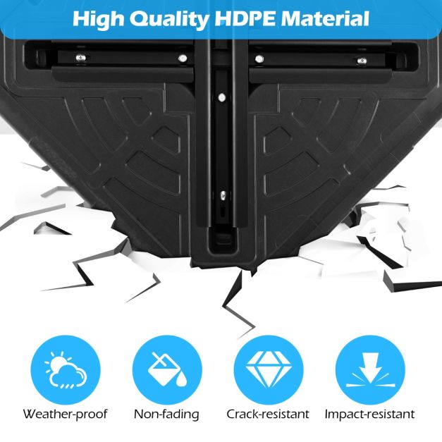 Coast Robust Black Parasol Base 67x67x13 cm - Remplissable avec de l'eau et du sable jusqu'à 80 kg, Portable Square Parasol Stand for Offset Parasol 300 cm