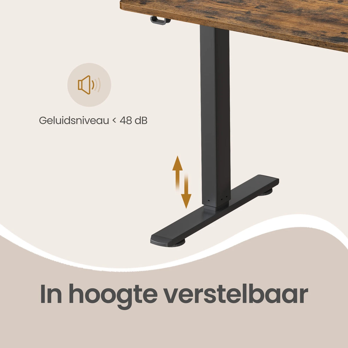 Bureau assis-debout électrique Joyfurnos 140 x 60 cm - Réglable en hauteur avec fonction mémoire - USB-C - Marron