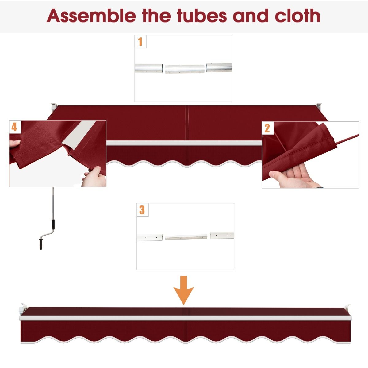 Coast Parasol manuel extensible 295x250 cm - Rouge - Structure en aluminium - Angle réglable 40°-100° - Sans perçage