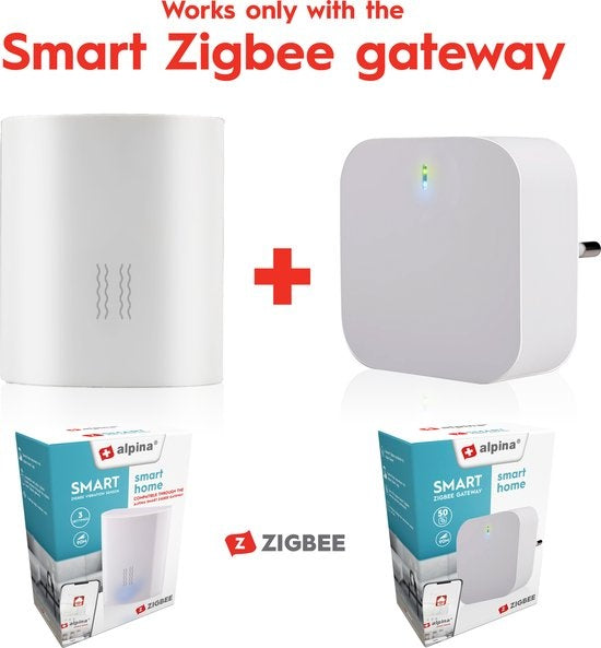 alpina Smart Home - Capteur de vibrations - 3V - Compteur de vibrations - Alarme bris de glace - App Control - Zigbee Gateway