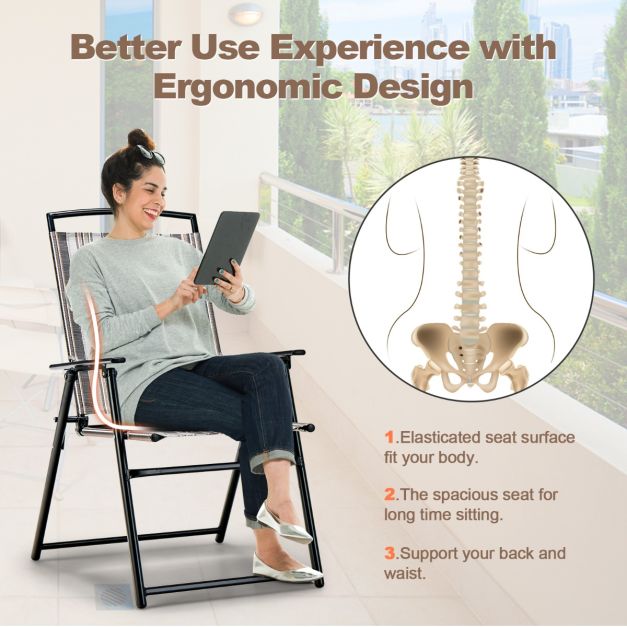 Coast Garden Chairs - Pliantes - Ergonomiques - Portatives - 51 x 61.5 x 92 cm - Gris