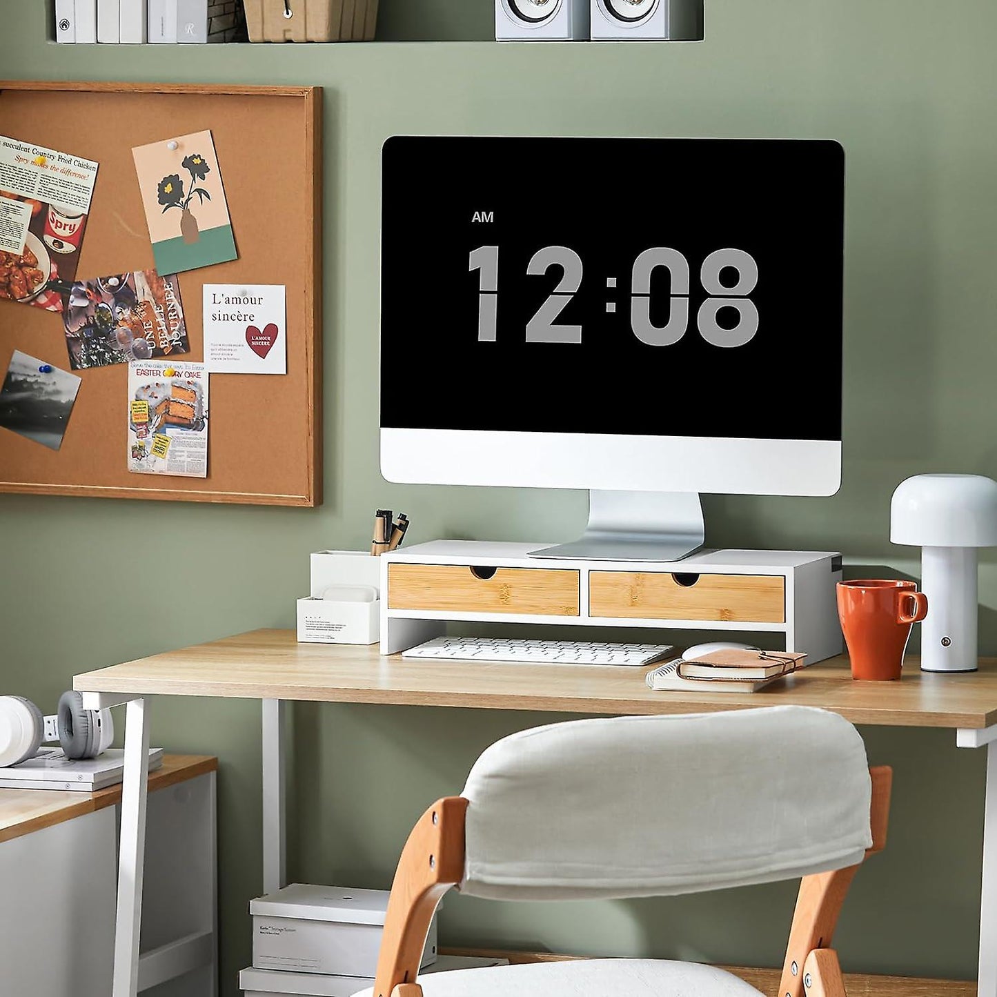 SoBuy - Support de moniteur : confortable et fonctionnel - 47 x 18 x 11 cm - blanc
