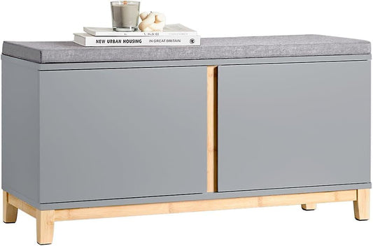 SoBuy Meuble à chaussures - FSR117-HG - MDF & Bambou - Max. 150Kg - 90x34x47cm - Gris