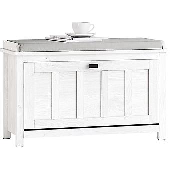 SoBuy - Meuble à chaussures avec assise rembourrée - 1 Tiroir -Rural - Max. 150 kg - 80 x 30 x 50 cm - Blanc / Gris
